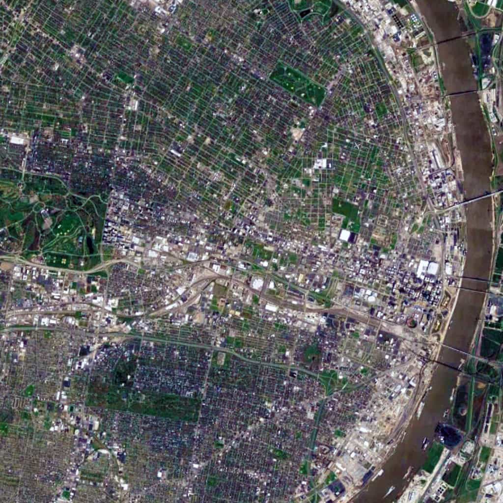 Satellite view, 15 km, St. Louis, Missouri, USA, Google Earth