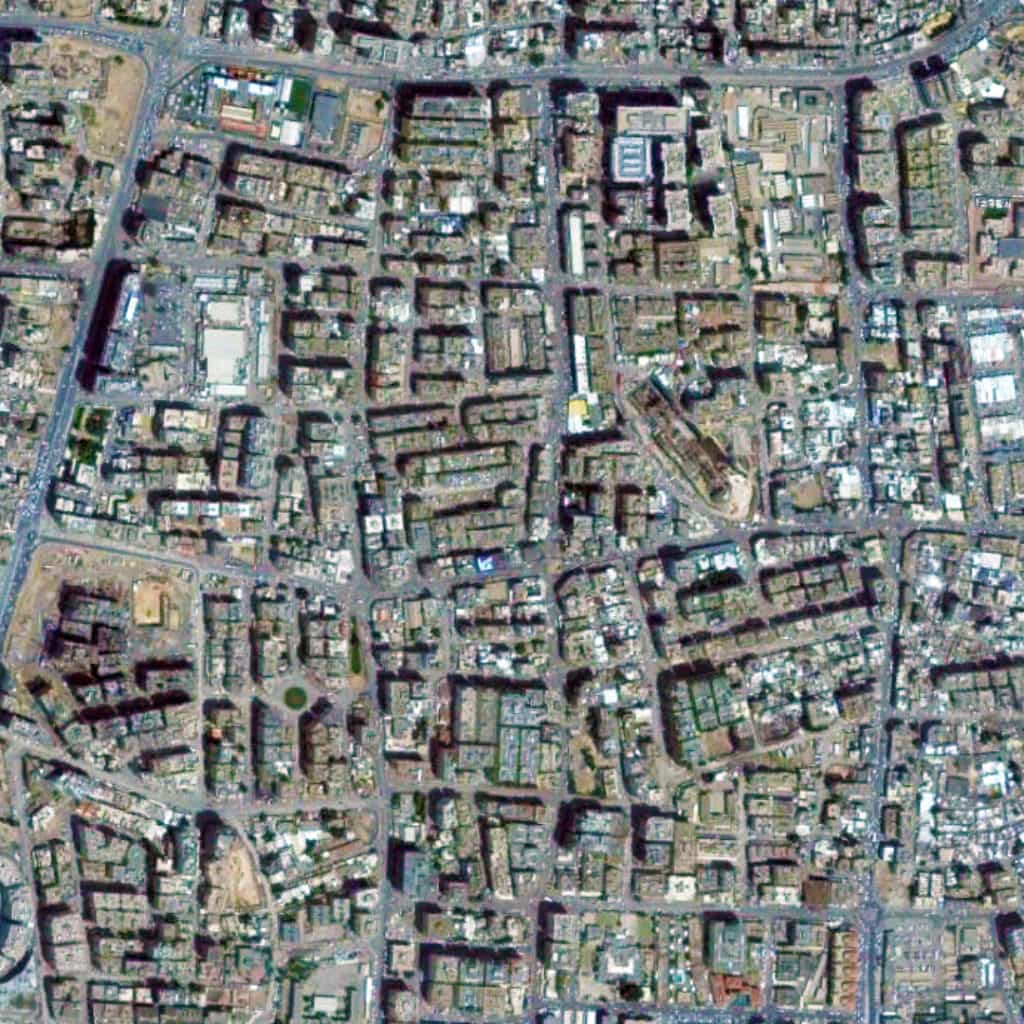Satellite view, 2 km, super block, neighborhood, Doha, Qatar, Google Earth